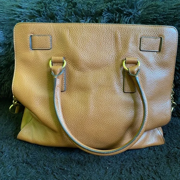 MICHAEL KORS Brown Leather Hamilton Large Satchel Tote Handbag